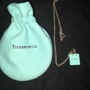 Tiffany & Co. Blue Bag Charm W/ 18in Chain